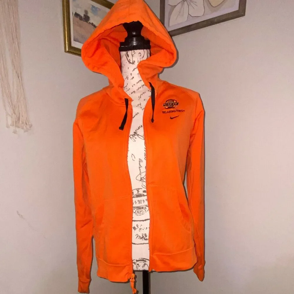 Nike Oklahoma State Cowboys Orange/Black Full Zip Hoodie Sweatshirt M NCAA
